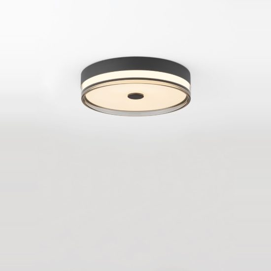 Plafoniera led 22w 3000k 40cm dimmerabile moderna rotonda nero e fume