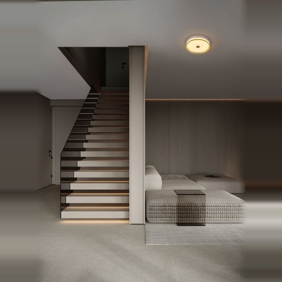 Plafoniera moderna rotonda oro champagne e ambra led 22w 3000k 40cm dimmerabile