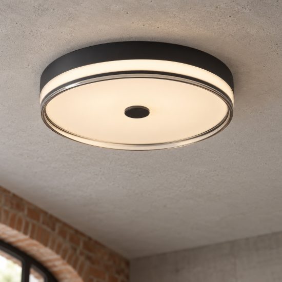 Plafoniera led 31w 3000k 50cm dimmerabile moderna rotonda nero e fume