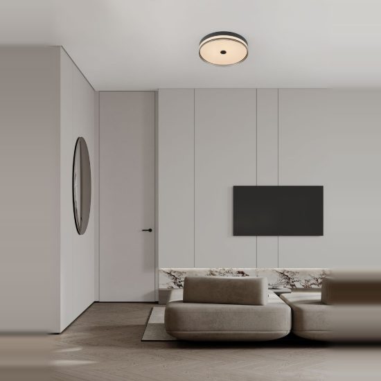 Plafoniera led 31w 3000k 50cm dimmerabile moderna rotonda nero e fume