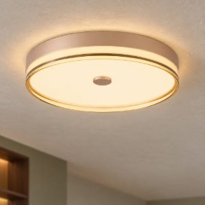 Plafoniera moderna rotonda oro champagne e ambra led 31w 3000k 50cm dimmerabile