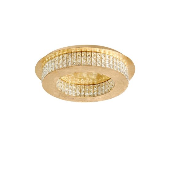 Plafoniera per soggiorno classico con pendenti oro cristallo led 40w 4000k 50cm