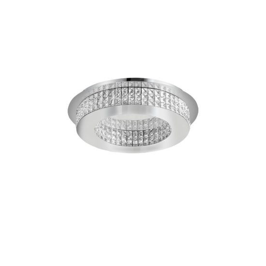Plafoniera classica per soggiorno a tamburo cromo cristallo led 40w 4000k 50cm