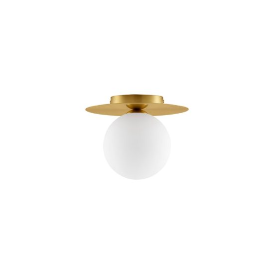 Plafoniera moderna rotonda oro e opale vetro 23cm