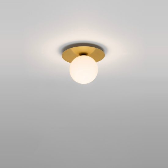 Plafoniera moderna rotonda oro e opale vetro 23cm