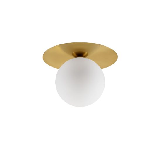 Plafoniera moderna rotonda oro e opale vetro 23cm