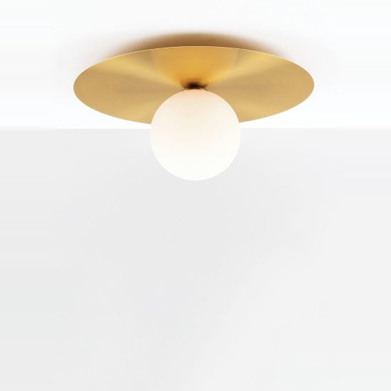 Plafoniera moderna rotonda oro e opale vetro 40cm
