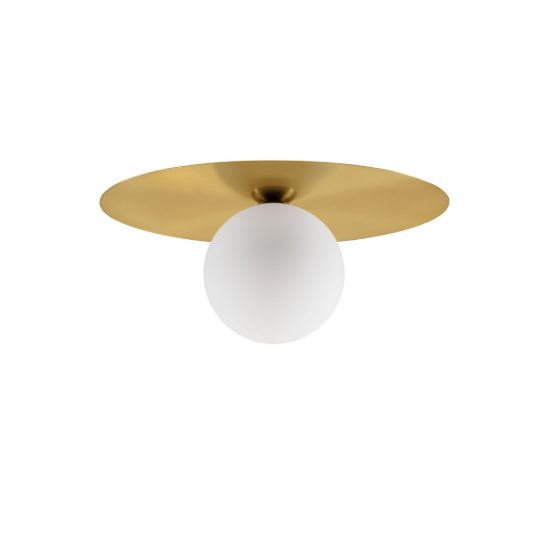 Plafoniera moderna rotonda oro e opale vetro 40cm