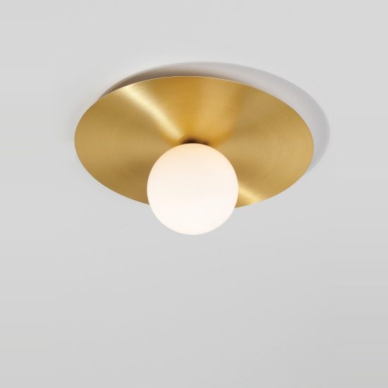 Plafoniera moderna rotonda oro e opale vetro 40cm