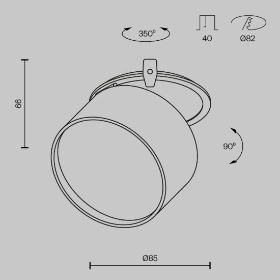 Maytoni onda faretto nero da incasso led 12w orientabile dimmerabile