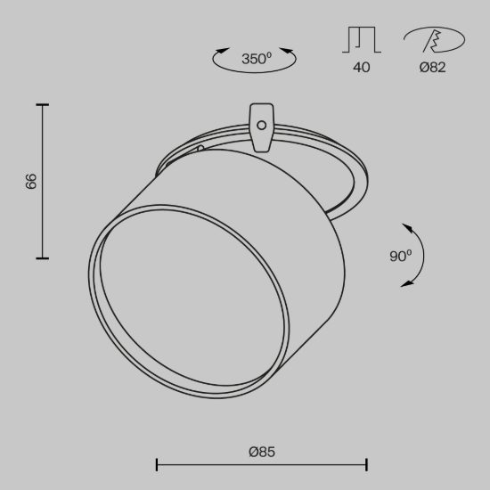 Onda maytoni faretto da incasso led 12w orientabile dimmerabile per cucina bianco