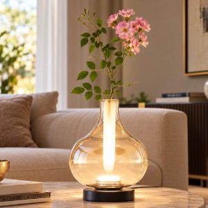 Fabas lampada da tavolo crodo vetro cognac led 7w cct 2700k 3000k 4000k