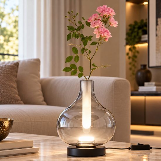 Fabas crodo lampada da tavolo vetro grigio chiaro trasparente led 7w cct 2700k 3000k 4000k
