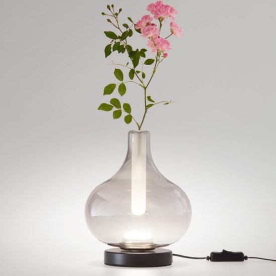 Fabas crodo lampada da tavolo vetro grigio chiaro trasparente led 7w cct 2700k 3000k 4000k