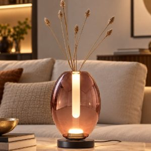 Fabas tully lampada da tavolo vetro ametista led 7w cct 2700k 3000k 4000k
