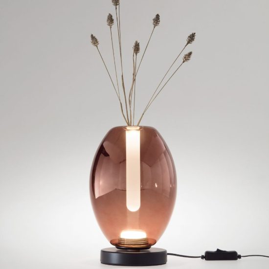 Fabas tully lampada da tavolo vetro ametista led 7w cct 2700k 3000k 4000k
