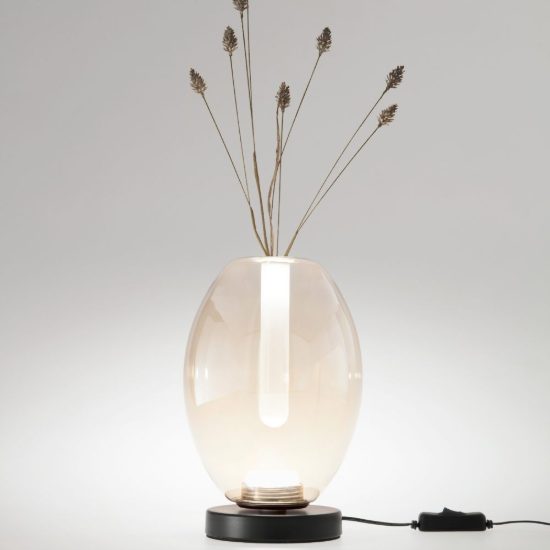 Fabas tully lampada da tavolo cognac led 7w cct 2700k 3000k 4000k
