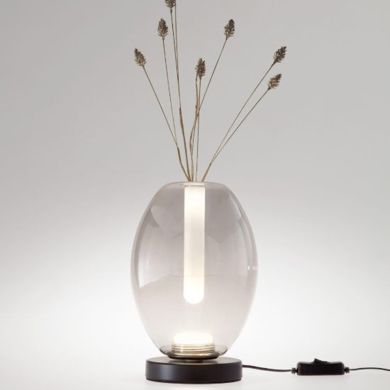 Fabas tully lampada da tavolo moderna grigio chiaro trasparente led 7w cct 2700k 3000k 4000k