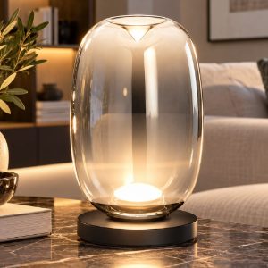 Fabas lampada da tavolo tambora grigio chiaro led 11w cct 2700k 3000k 4000k