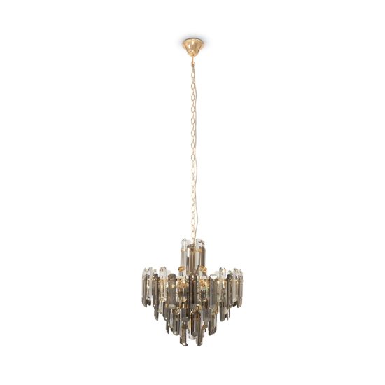 Maytoni flare lampadario classico per salotto cristalli trasparenti e fumé