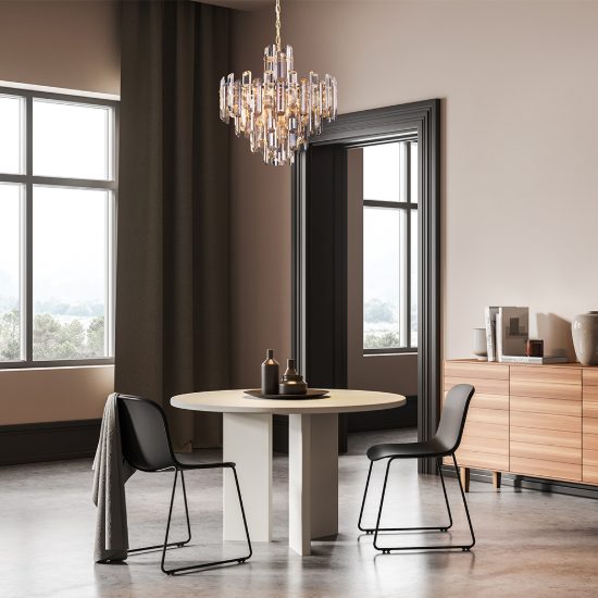 Maytoni flare lampadario classico per salotto cristalli trasparenti e fumé