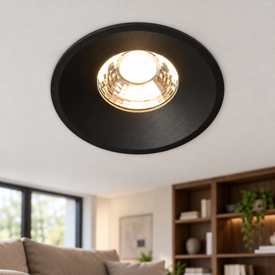 Maytoni round faretto da incasso moderno nero  led 12w 3000k