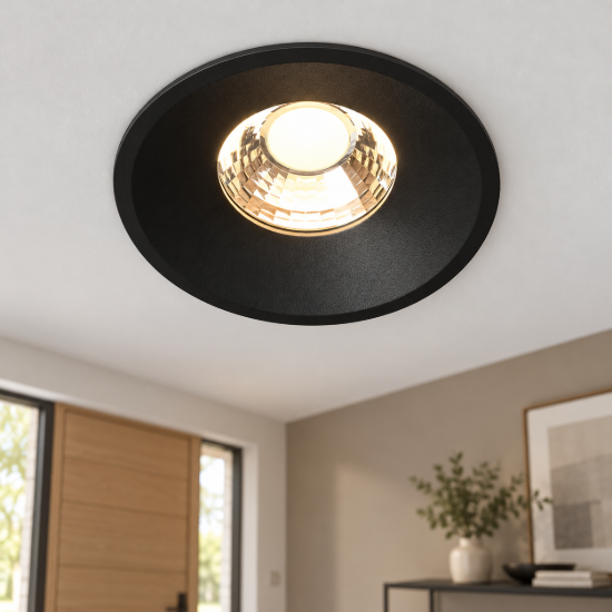 Round maytoni faretto per interno moderno nero da incasso led 12w 3000k