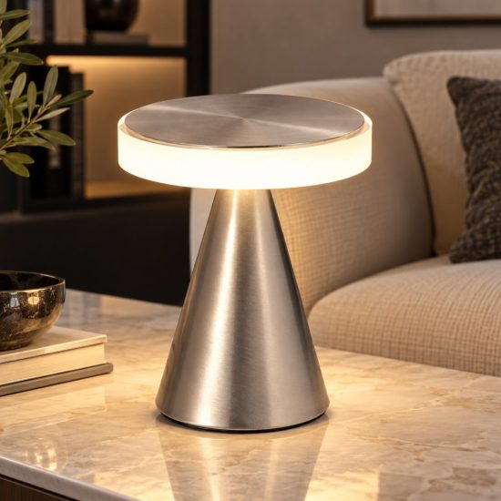 Fabas lampada da tavolo neutra nichel satinato led 8w 3000k
