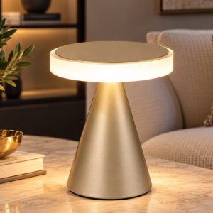 Lampada da tavolo moderna oro opaco led 8w 3000k touch dimmer fabas neutra