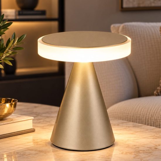 Lampada da tavolo moderna oro opaco led 8w 3000k touch dimmer fabas neutra