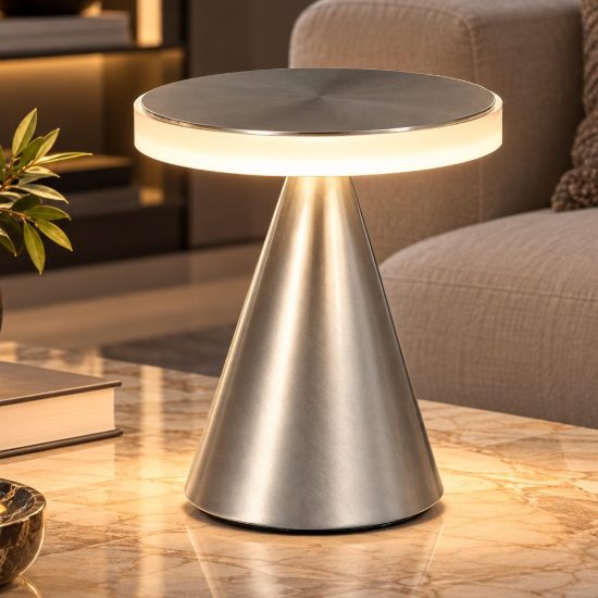 Fabas neutra lampada da tavolo nichel satinato led 12w 3000k