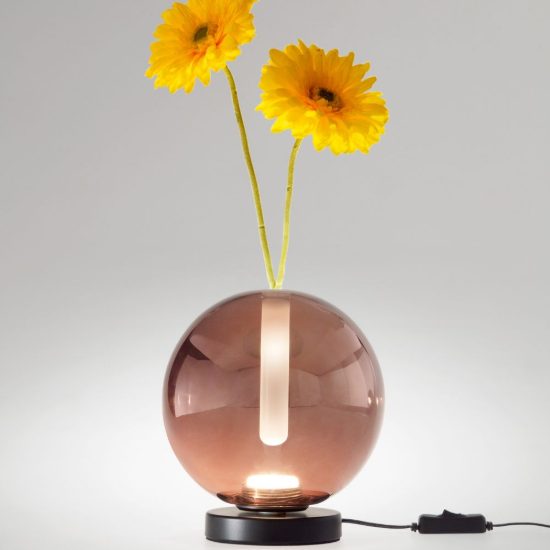 Fabas luce wengen lampada da tavolo vetro ametista led 7w cct 2700k 3000k 4000k
