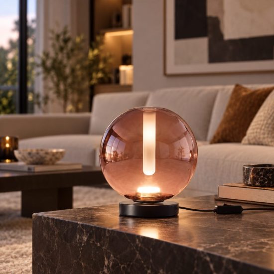 Fabas luce wengen lampada da tavolo vetro ametista led 7w cct 2700k 3000k 4000k