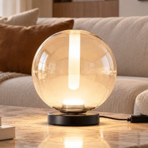 Fabas  lampada da tavolo wengen cognac led 7w cct 2700k 4000k
