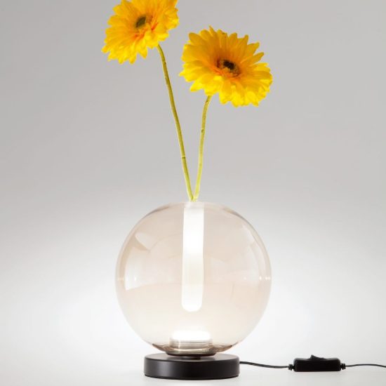 Fabas  lampada da tavolo wengen cognac led 7w cct 2700k 4000k