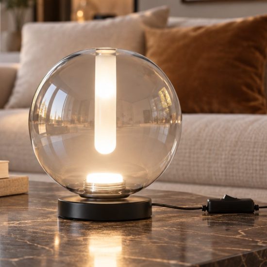 Fabas lampada da tavolo moderna wengen grigio chiaro trasparente led 7w cct 2700k 4000k