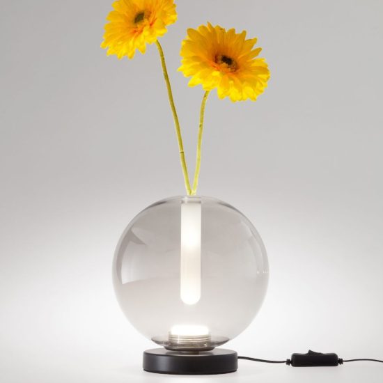 Fabas lampada da tavolo moderna wengen grigio chiaro trasparente led 7w cct 2700k 4000k