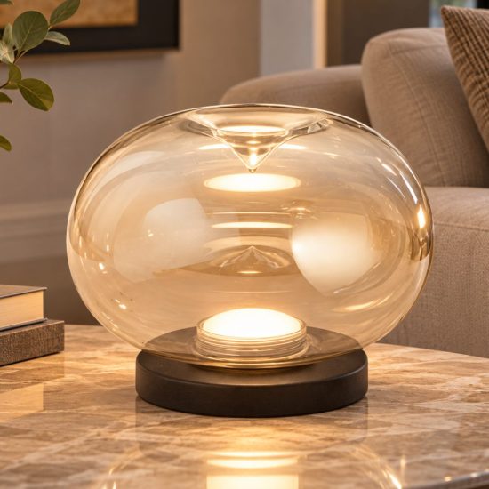 Fabas fuego lampada da tavolo led 11w cct 2700k 3000k 4000k cognac sfumato