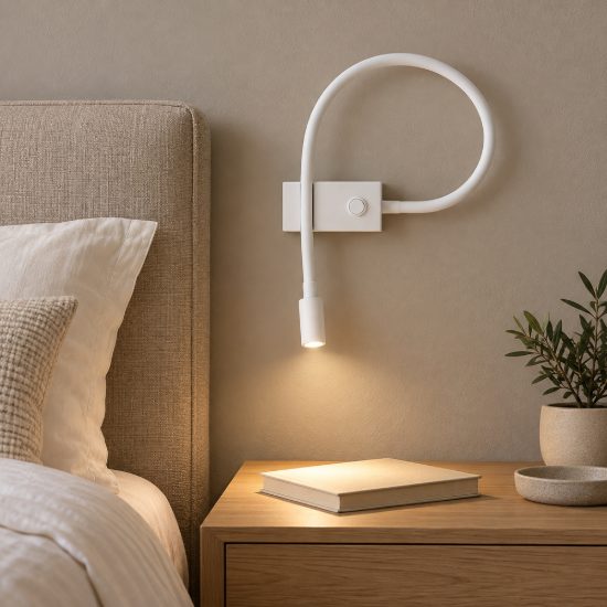 Applique per comodino camera da letto led 3w 3000k 22cm moderna bianca