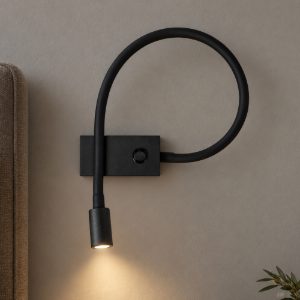 Applique per comodino camera da letto moderna nera led 3w 3000k 22cm