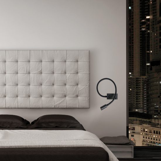 Applique per comodino camera da letto moderna nera led 3w 3000k 22cm