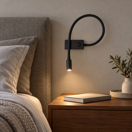 Applique per comodino camera da letto moderna nera led 3w 3000k 22cm