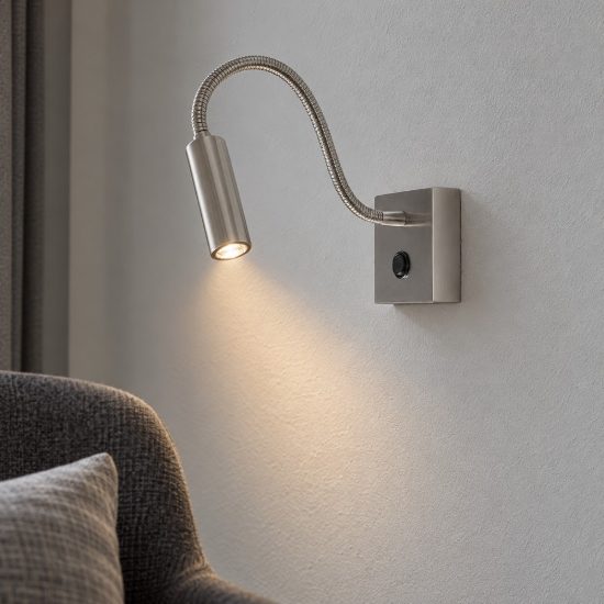 Applique per comodino camera da letto moderna nichel led 3w 3000k 32cm