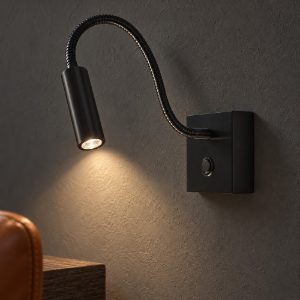 Applique per comodino camera da letto moderna nera led 3w 3000k 32cm