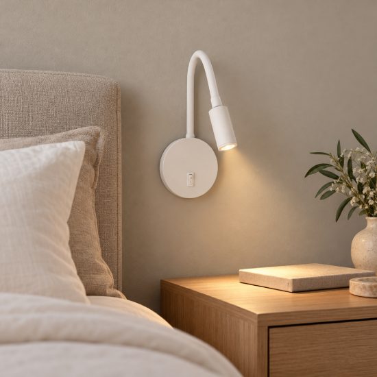 Applique per comodino camera da letto led 3w 3000k 10cm moderna bianca