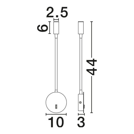 Applique per comodino camera da letto led 3w 3000k 10cm moderna bianca