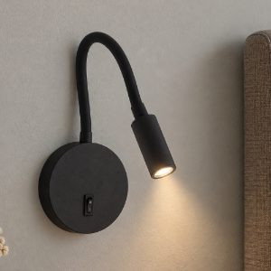 Applique per comodino camera da letto moderna nera led 3w 3000k 10cm