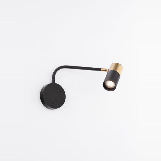 Applique da comodino orientabile per camera da letto moderno nero e oro