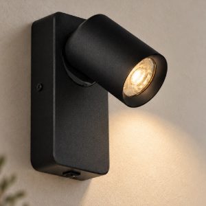 Applique per comodino camera da letto moderna cilindro nera 11cm