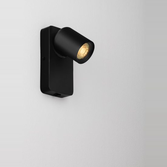 Applique per comodino camera da letto moderna cilindro nera 11cm
